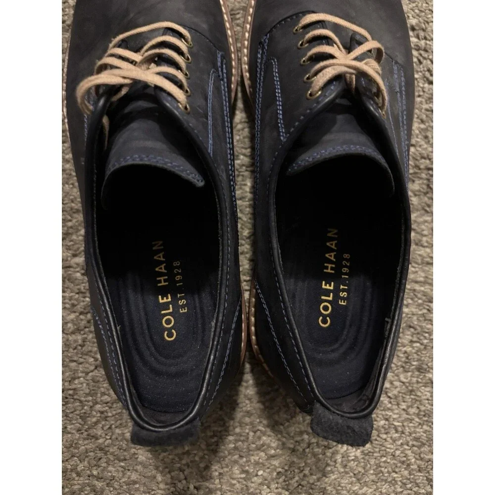 Cole Haan C25105 Tyler Grand Plain Toe Oxford Derby Leather Shoes Size 10.5 Navy